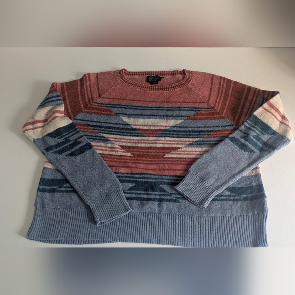 Pendleton Southwestern Cotton Sweater XL Geometric Knit  Western Boho Heritage - Picture 12 of 13